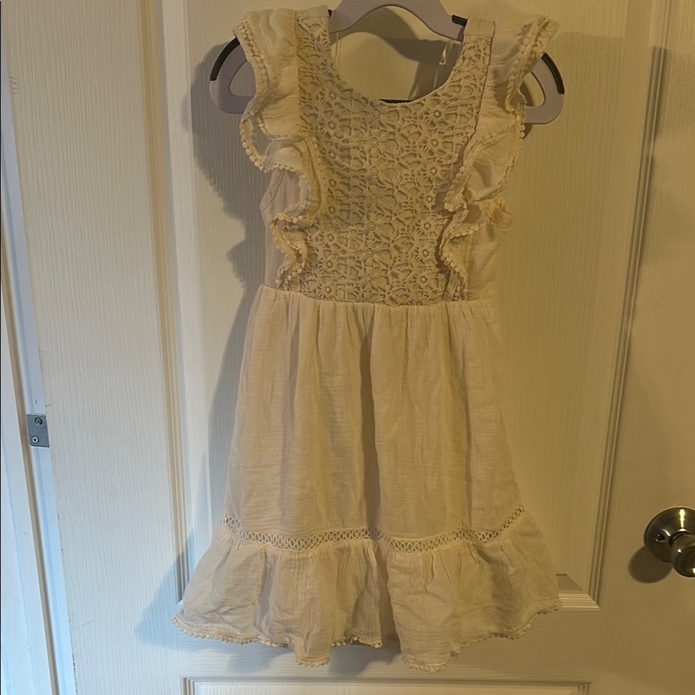 Elegant Ivory Kids Dress with Lace Details